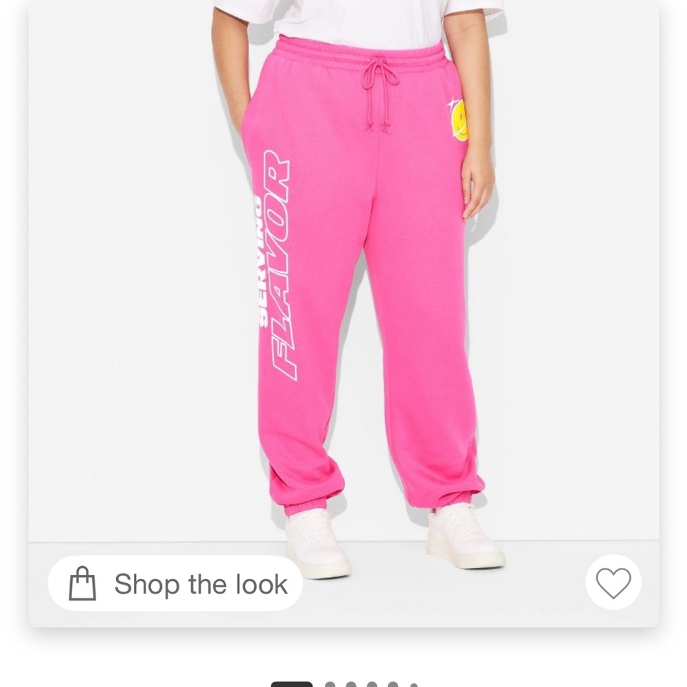 Pink poppie sweatpants with Smiley Face Graphic - Picture 3 of 4